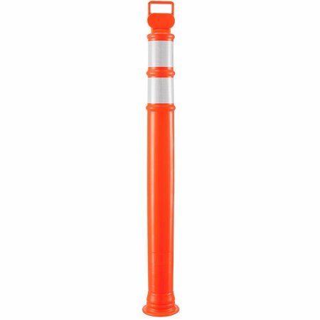 GLOBAL INDUSTRIAL Portable Delineator Post w/ 3in Reflective Bands, 49inH, Orange 670603